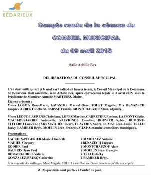 Compte rendu du 09.04.2015